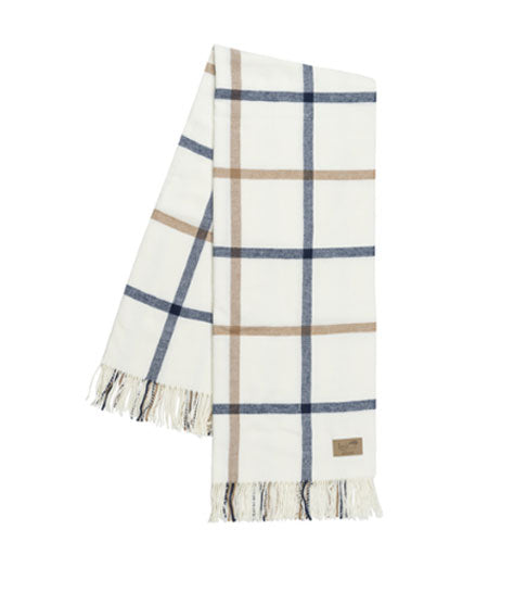 Navy and Caramel Tattersall Plaid Throw